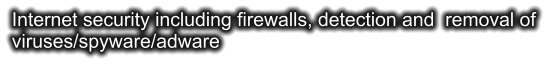 Internet security including firewalls, detection and  removal of viruses/spyware/adware