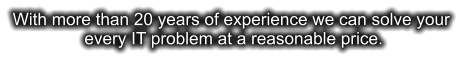 With more than 20 years of experience we can solve your  every IT problem at a reasonable price.